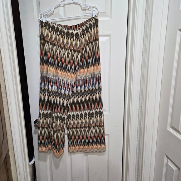 Chicos pants womens size large 2 orange blue palazzo pullon wide leg psychedelic - Picture 4 of 8